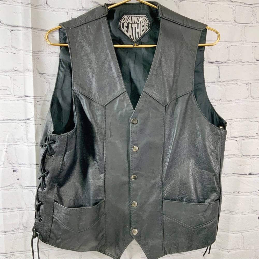 Diamond Leather Moto Vest Size L
